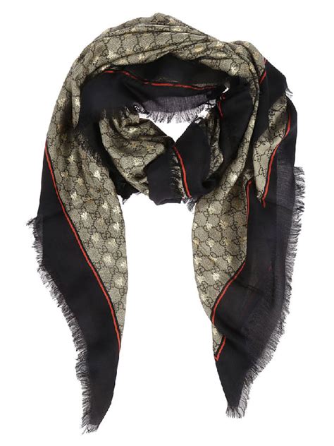 gucci scarf with gold bees|gg bees scarf.